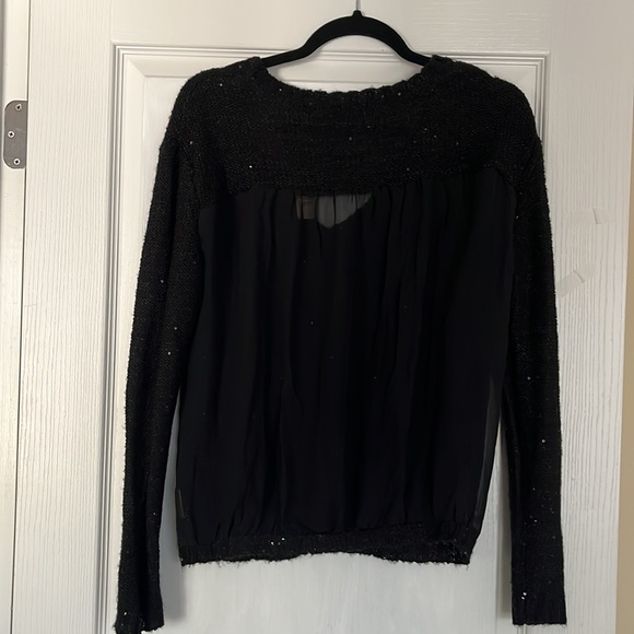 DECREE BLACK SEQUINED SWEATER - BACK SHEER PANEL - SIZE SMALL - Picture 6 of 8